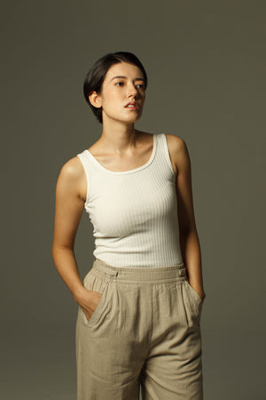 Dorsu | Ethical Cotton Basics | Fitted Ribbed Tank | White
