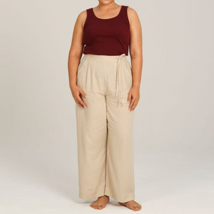 Wide Leg Linen Drawstring Pants - Dorsu Ethical Clothing