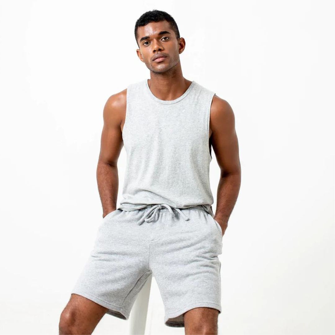 Dorsu | Ethical Cotton Basics | Men's Lounge Shorts | Grey Marle