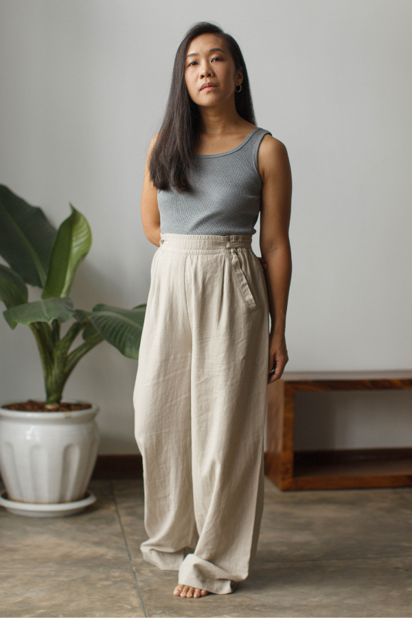 Wide Leg Linen Drawstring Pants - Dorsu Ethical Clothing
