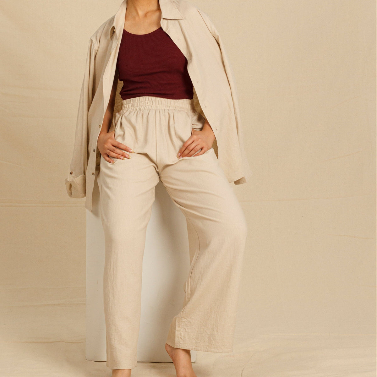 Wide Leg Linen Pants - Dorsu Ethical Clothing