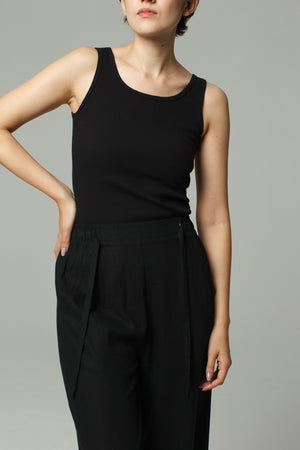 Dorsu | Ethical Cotton Basics | Fitted Ribbed Tank | Black