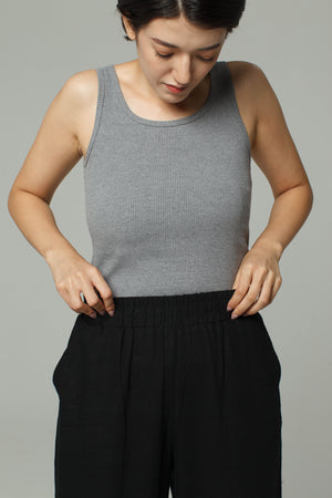 Dorsu | Ethical Cotton Basics | Fitted Ribbed Tank | Grey Marle