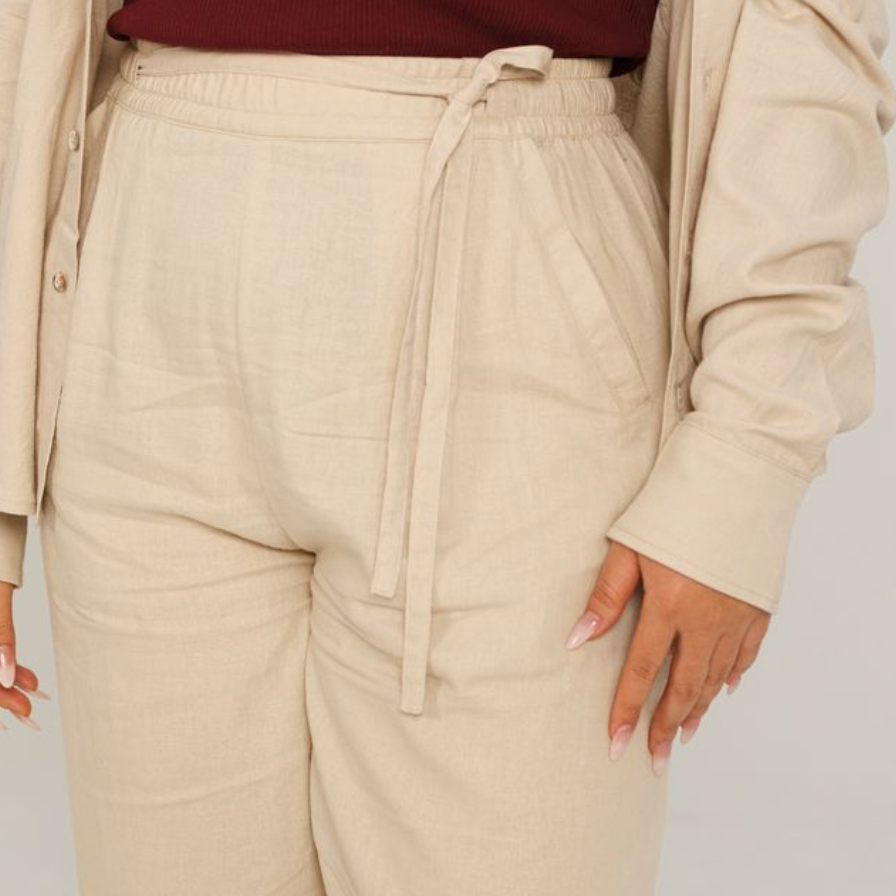 Wide Leg Linen Drawstring Pants - Dorsu Ethical Clothing