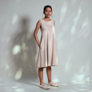 Dorsu | Ethical Cotton Basics | Sleeveless Swing Dress | Sand