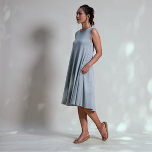 Dorsu | Ethical Cotton Basics | Sleeveless Swing Dress | Light Teal