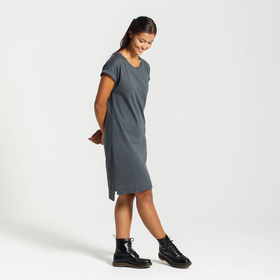 Organic cotton rolled-sleeve T-shirt dress, Twik