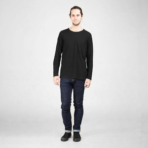 Dorsu | Ethical Cotton Basics | Long Sleeved Pocket T-Shirt | Black